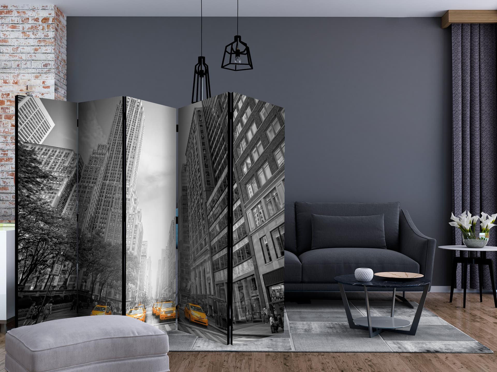 

Parawan 5-częściowy - New York - yellow taxis II [Room Dividers] (rozmiar 225x172)