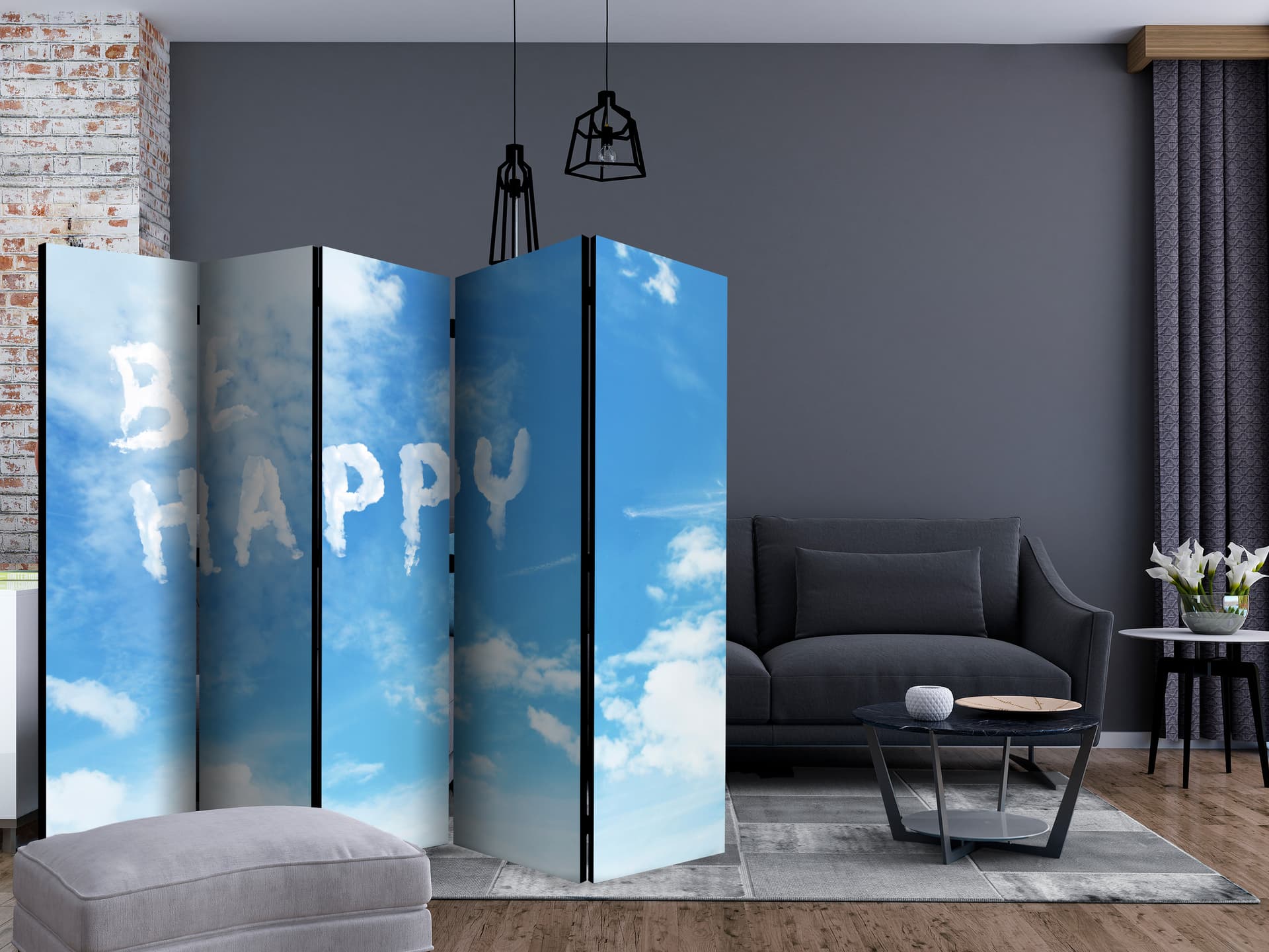 

Parawan 5-częściowy - Be happy II [Room Dividers] (rozmiar 225x172)