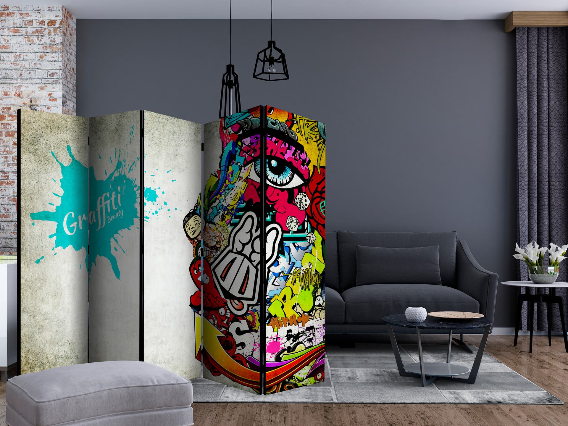 

Parawan 5-częściowy - Graffiti beauty II [Room Dividers] (rozmiar 225x172)
