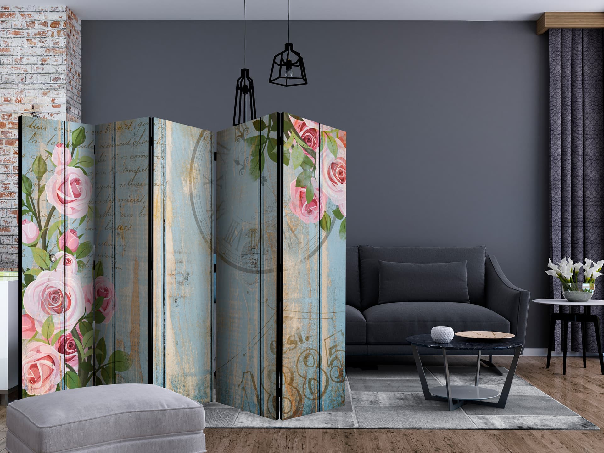 

Parawan 5-częściowy - Vintage garden II [Room Dividers] (rozmiar 225x172)