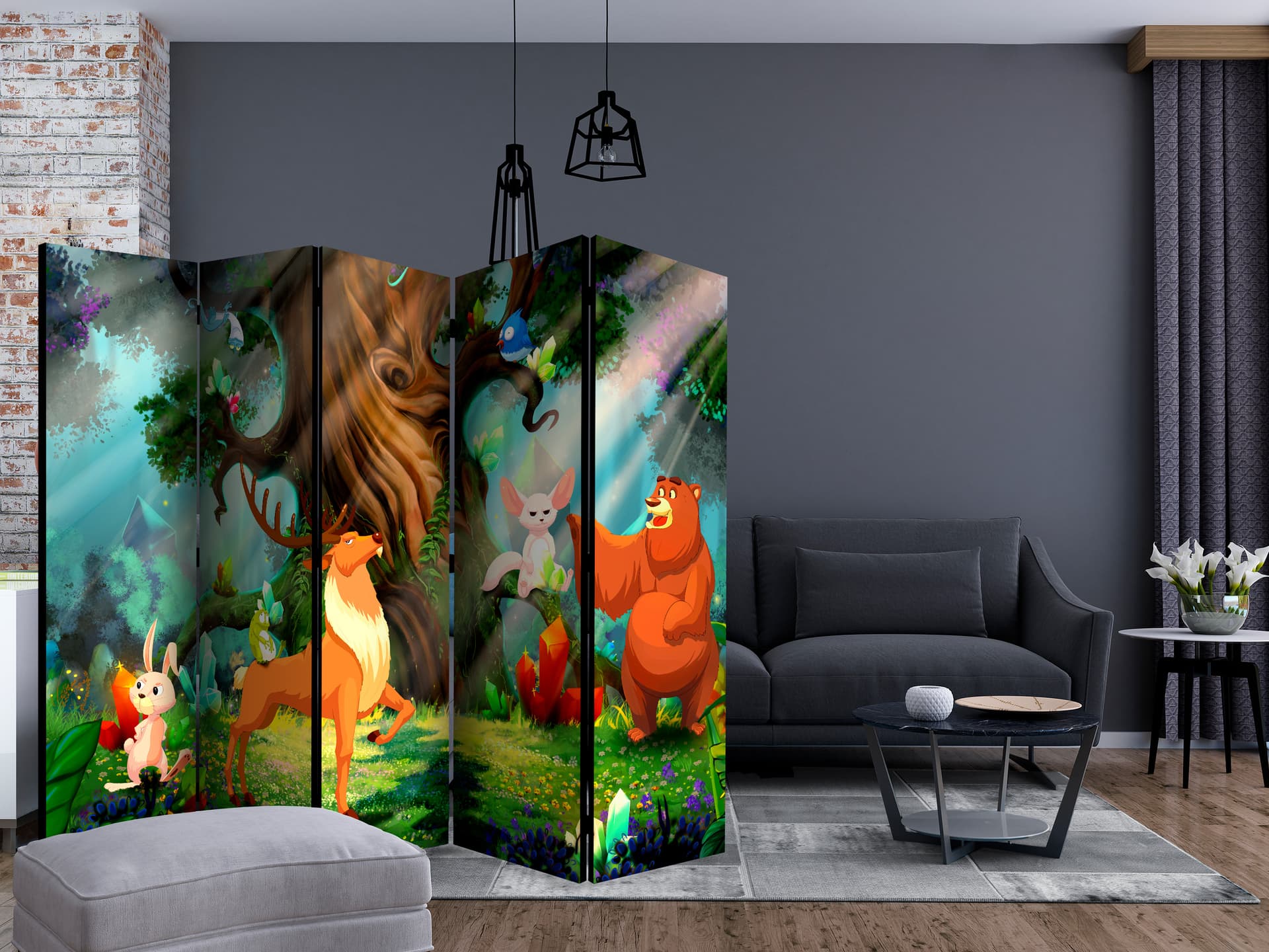 

Parawan 5-częściowy - Miś i przyjaciele II [Room Dividers] (rozmiar 225x172)