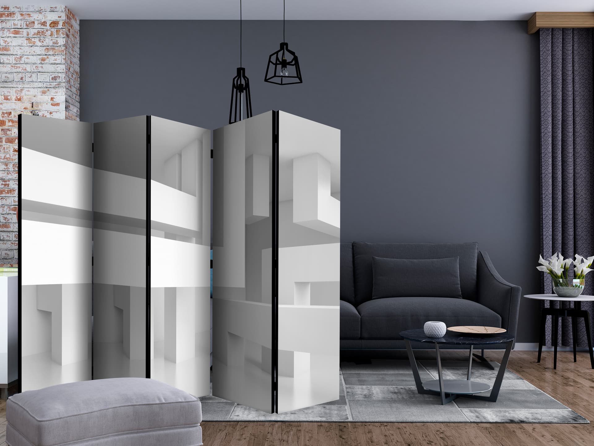 

Parawan 5-częściowy - Alabastrowy labirynt II [Room Dividers] (rozmiar 225x172)