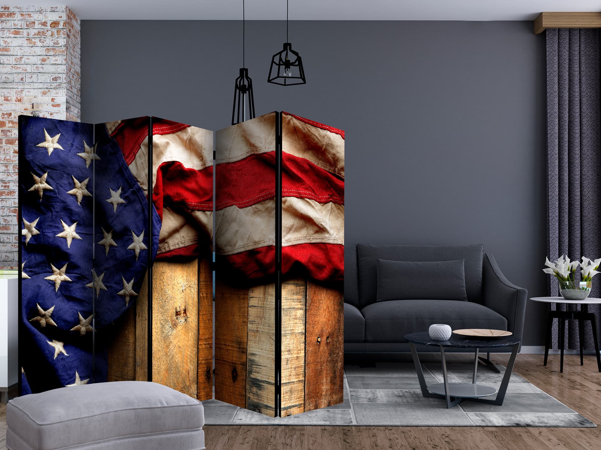 

Parawan 5-częściowy - Amerykański styl II [Room Dividers] (rozmiar 225x172)