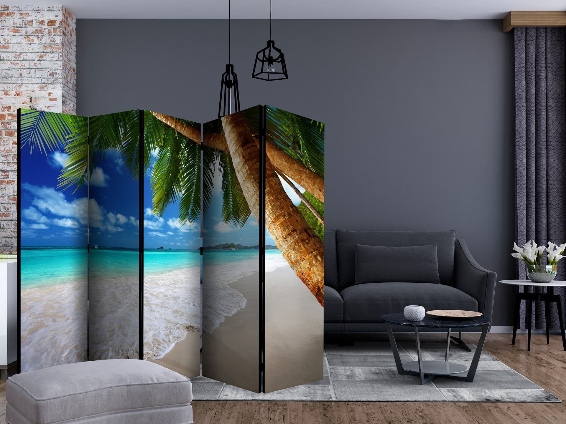 

Parawan 5-częściowy - Tropikalna wyspa II [Room Dividers] (rozmiar 225x172)