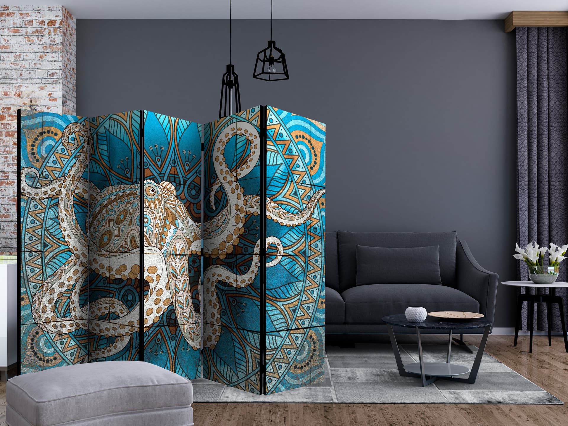

Parawan 5-częściowy - Ośmiornica zen II [Room Dividers] (rozmiar 225x172)