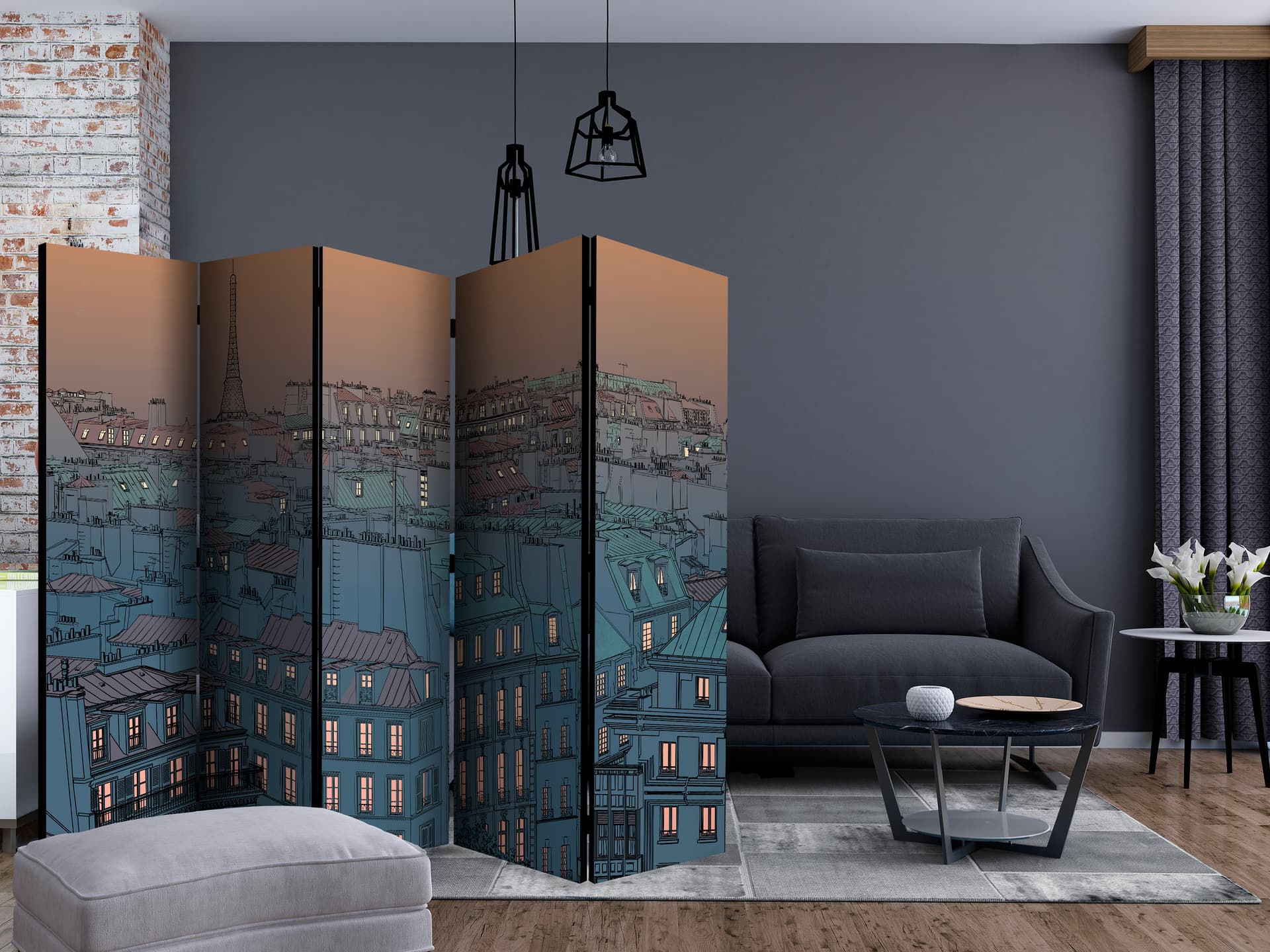 

Parawan 5-częściowy - Dobry wieczór Paryżu II [Room Dividers] (rozmiar 225x172)