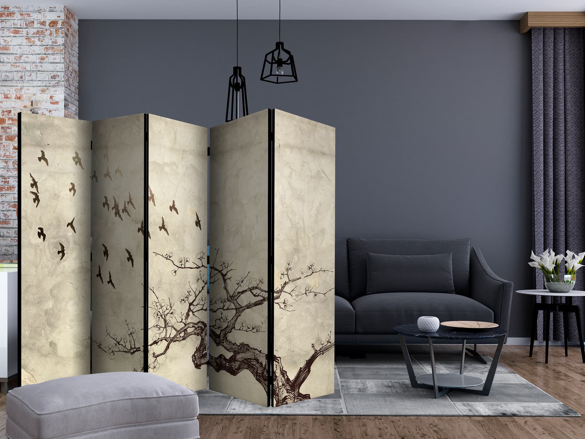 

Parawan 5-częściowy - Flock of birds II [Room Dividers] (rozmiar 225x172)