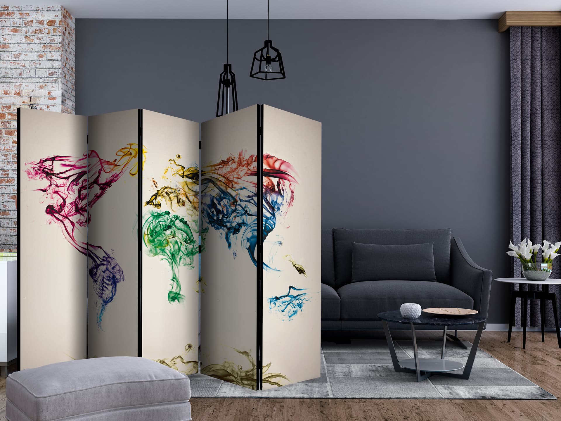 

Parawan 5-częściowy - Dancing smoke trails II [Room Dividers] (rozmiar 225x172)