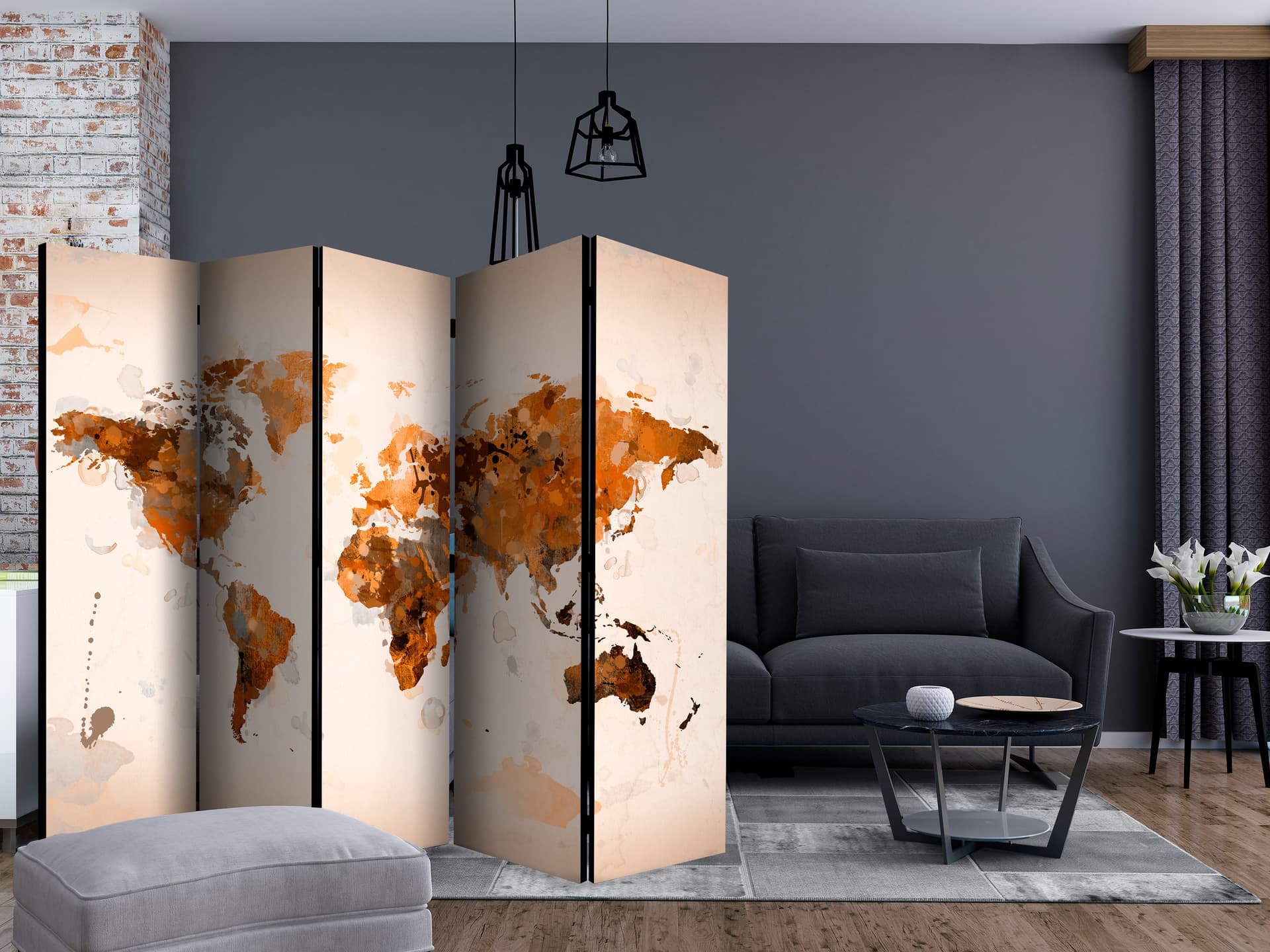 

Parawan 5-częściowy - Świat w brązach II [Room Dividers] (rozmiar 225x172)