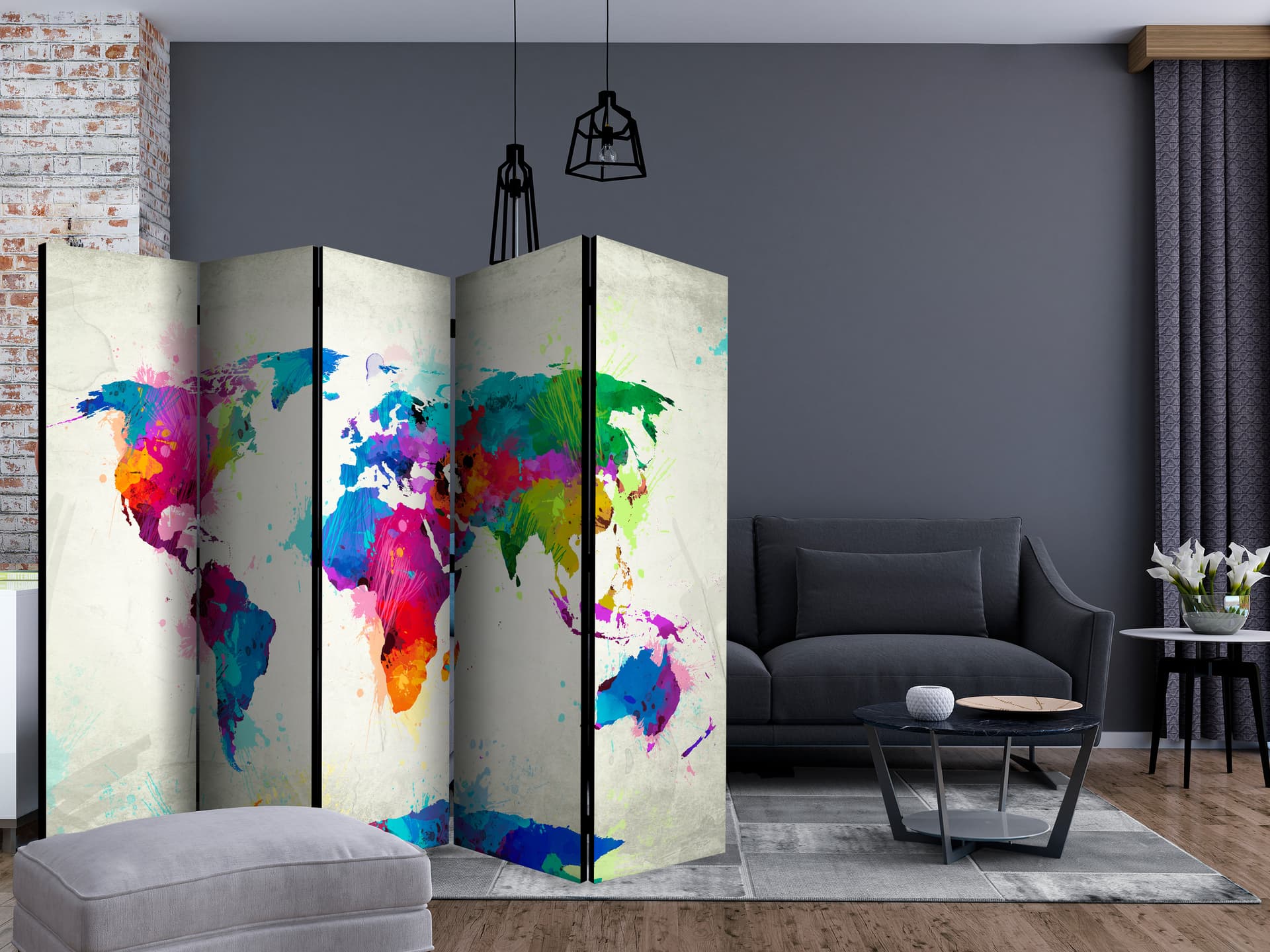 

Parawan 5-częściowy - The map of happiness II [Room Dividers] (rozmiar 225x172)