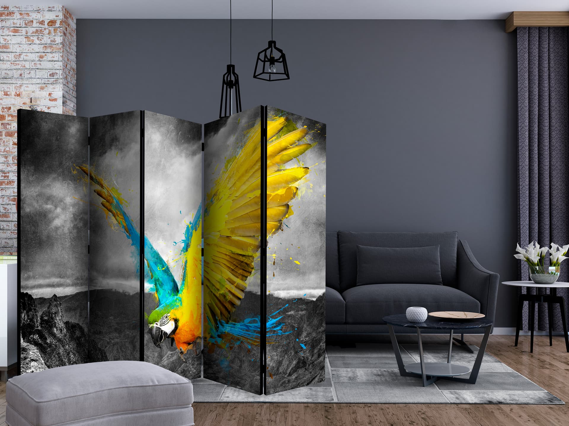 

Parawan 5-częściowy - Exotic parrot II [Room Dividers] (rozmiar 225x172)