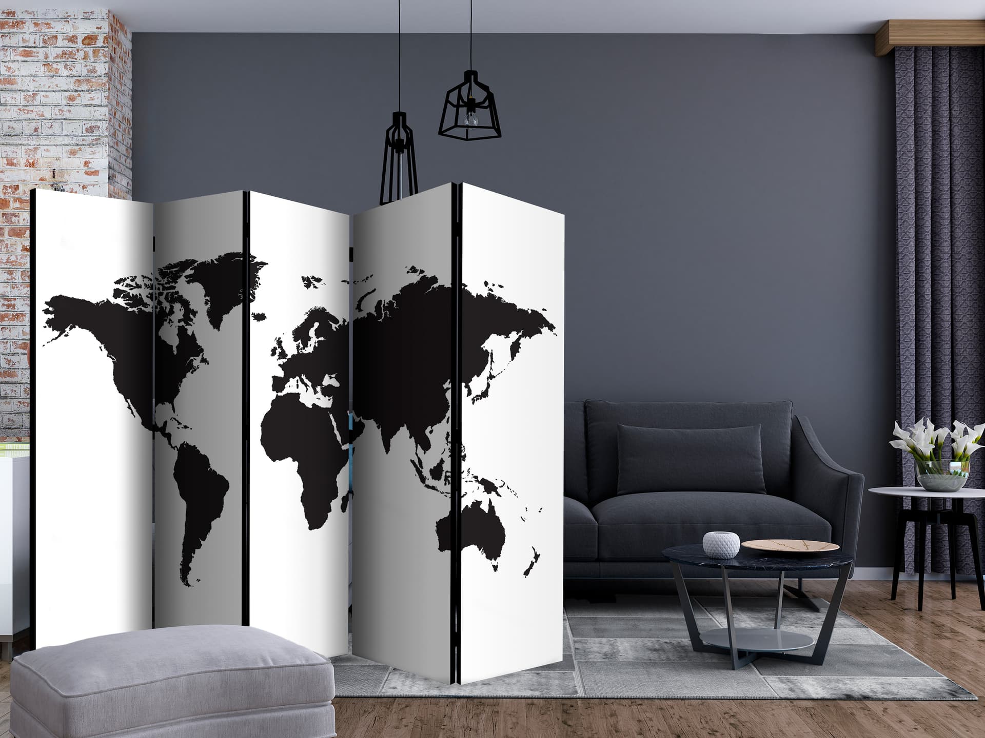 

Parawan 5-częściowy - Czarno-biały świat II [Room Dividers] (rozmiar 225x172)