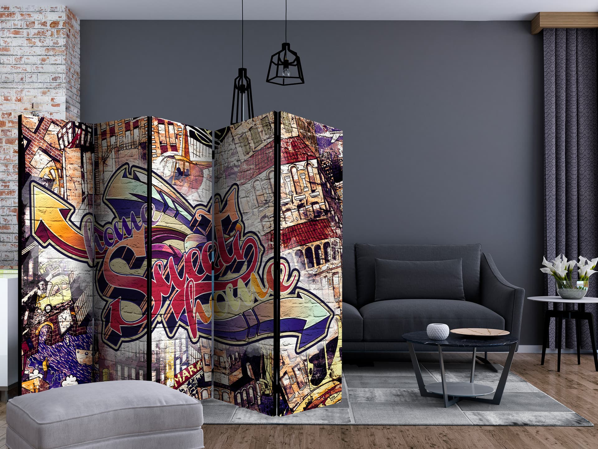 

Parawan 5-częściowy - Odjazdowe graffiti II [Room Dividers] (rozmiar 225x172)