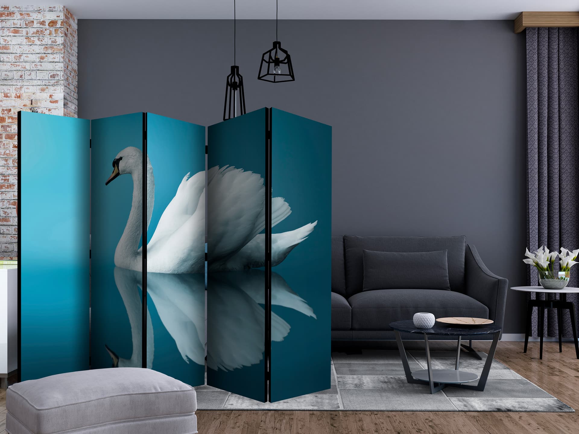 

Parawan 5-częściowy - łabędź - odbicie II [Room Dividers] (rozmiar 225x172)