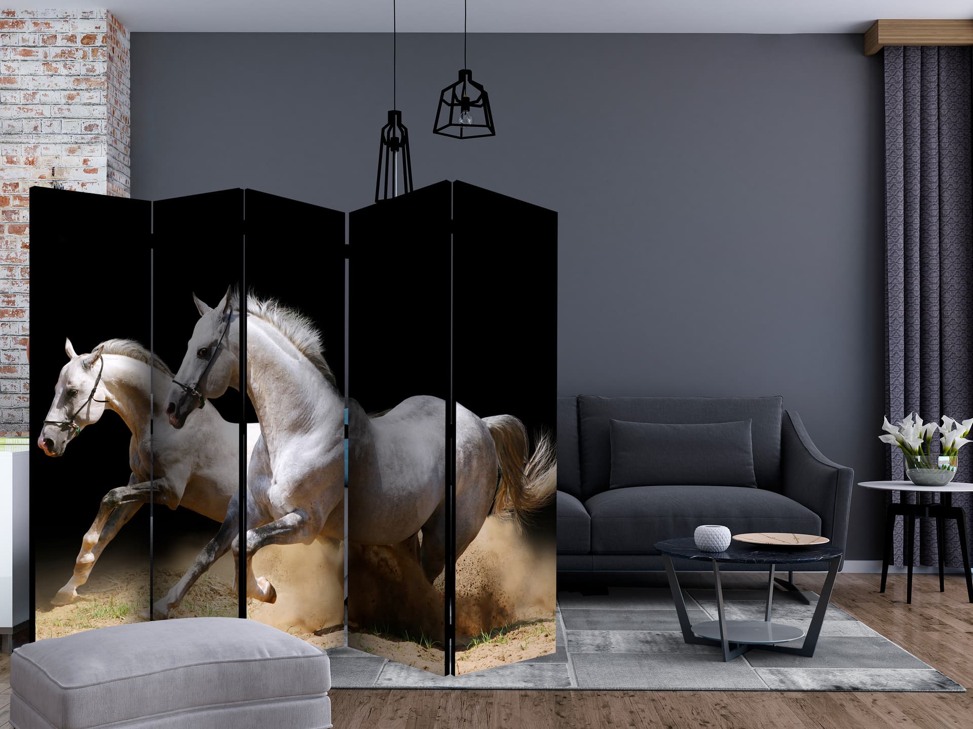 

Parawan 5-częściowy - Galop na piasku II [Room Dividers] (rozmiar 225x172)