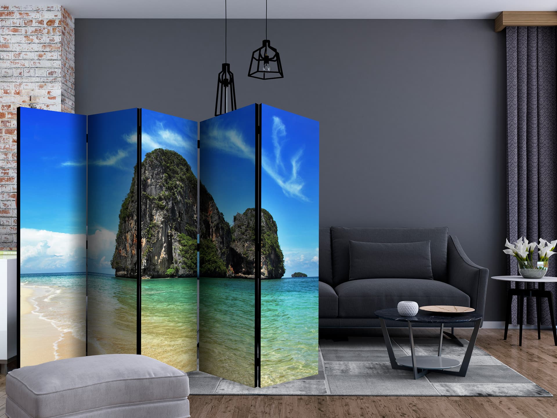 

Parawan 5-częściowy - Egzotyczny krajobraz - plaża Railay, Tajlandia II [Room Dividers] (rozmiar 225x172)