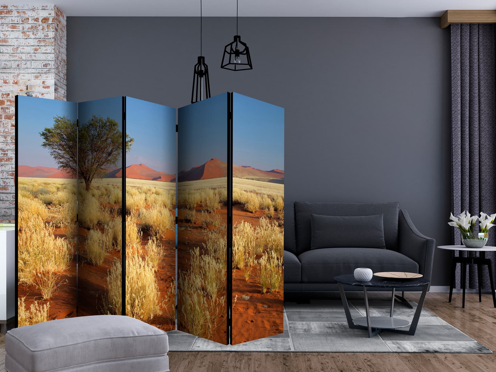

Parawan 5-częściowy - Pustynny krajobraz, Namibia II [Room Dividers] (rozmiar 225x172)