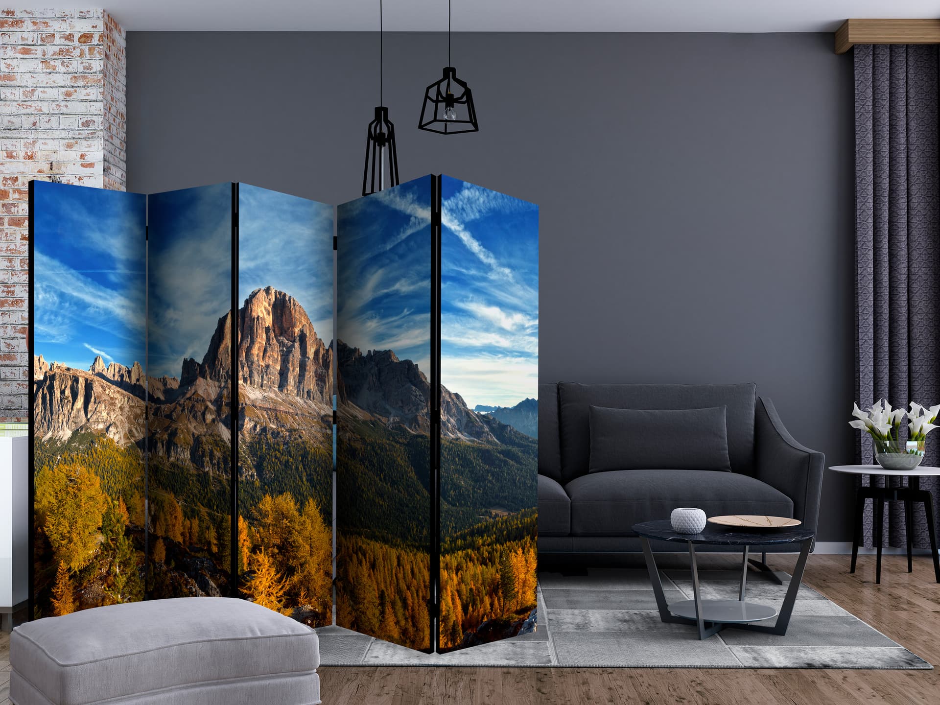 

Parawan 5-częściowy - Widok panoramiczny na włoskie Dolomity II [Room Dividers] (rozmiar 225x172)
