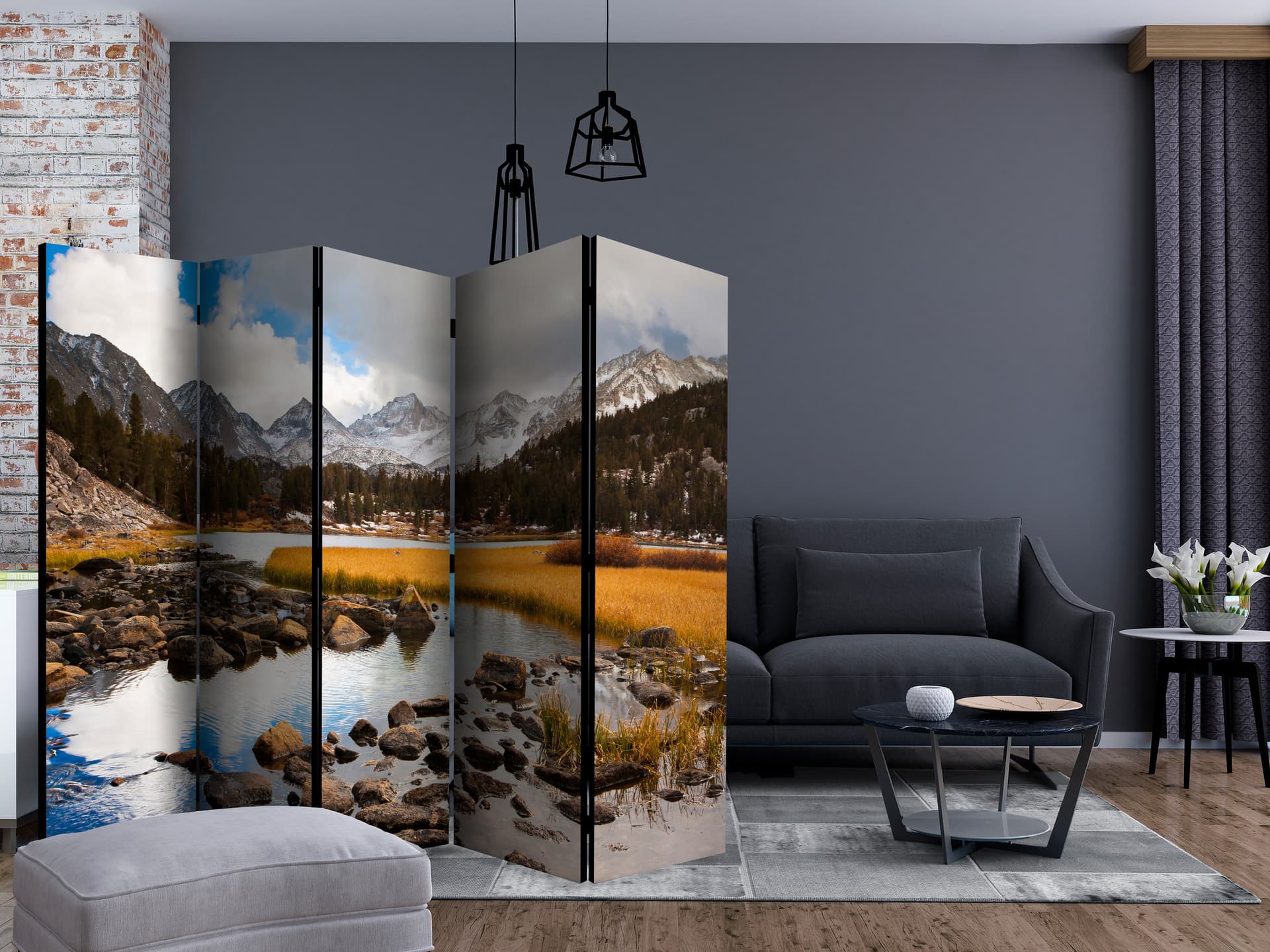 

Parawan 5-częściowy - Mountain stream II [Room Dividers] (rozmiar 225x172)