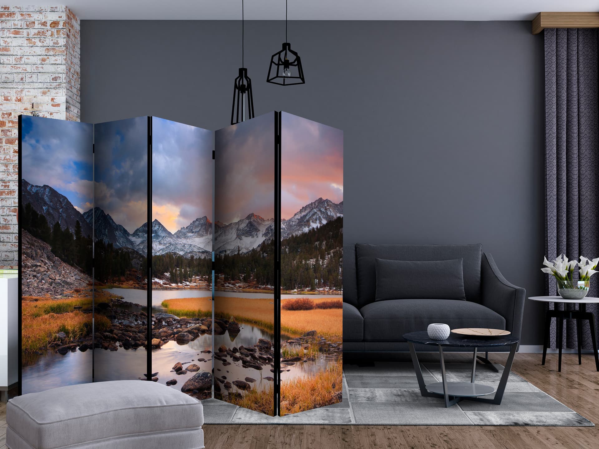 

Parawan 5-częściowy - Krajobraz górski - nadchodząca wiosna II [Room Dividers] (rozmiar 225x172)