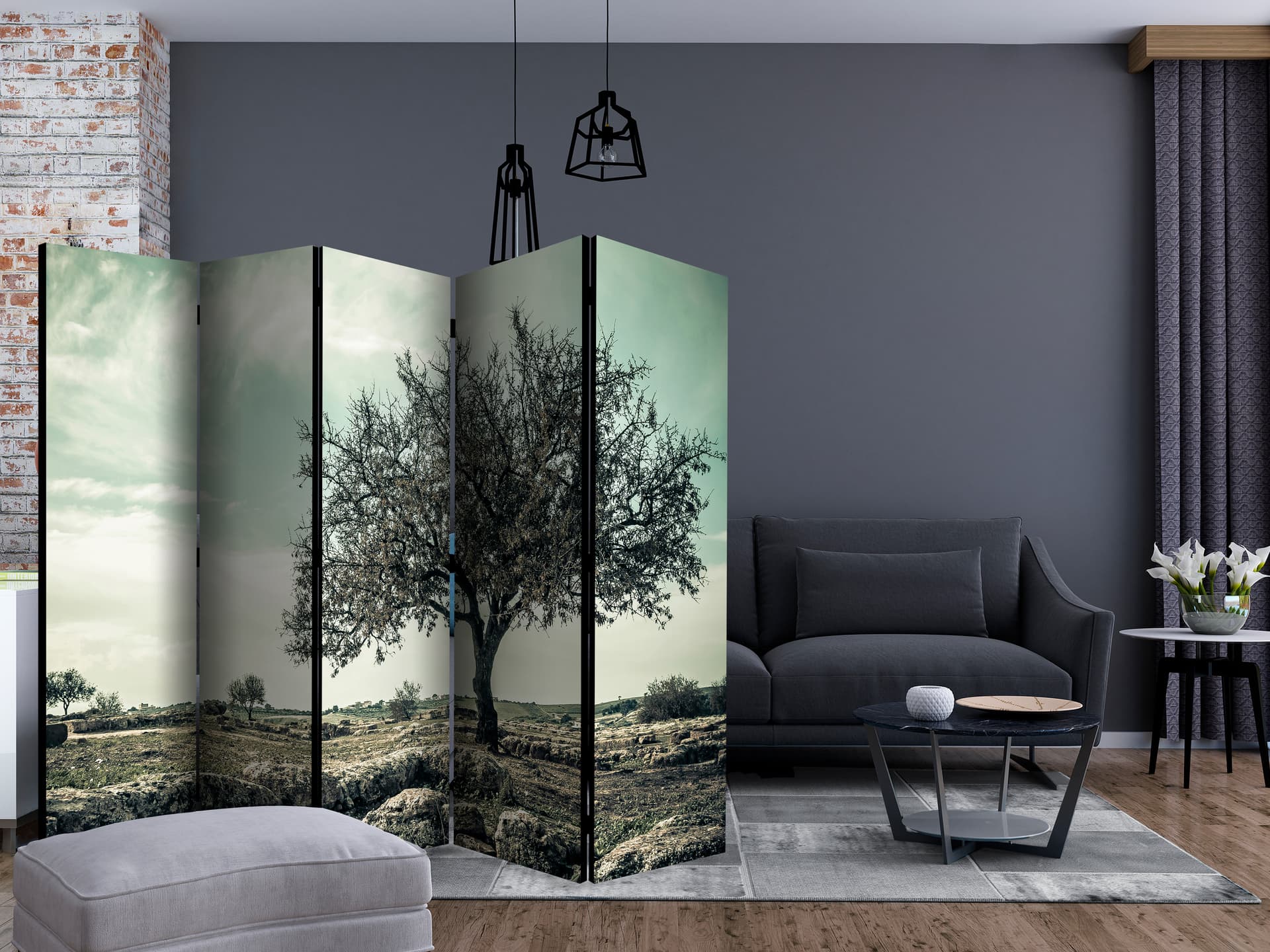 

Parawan 5-częściowy - drzewo - vintage II [Room Dividers] (rozmiar 225x172)