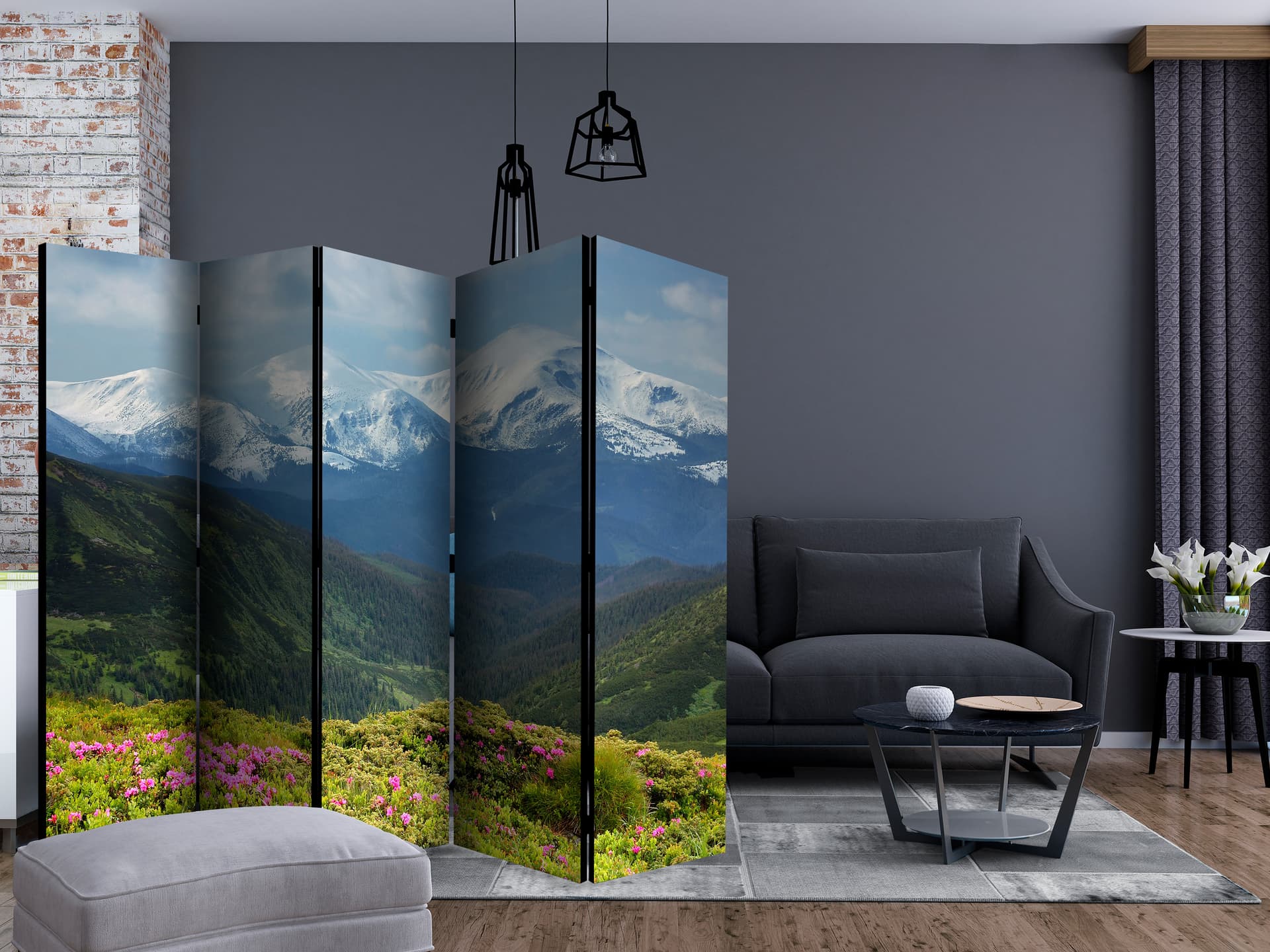 

Parawan 5-częściowy - Wiosenny krajobraz górski II [Room Dividers] (rozmiar 225x172)