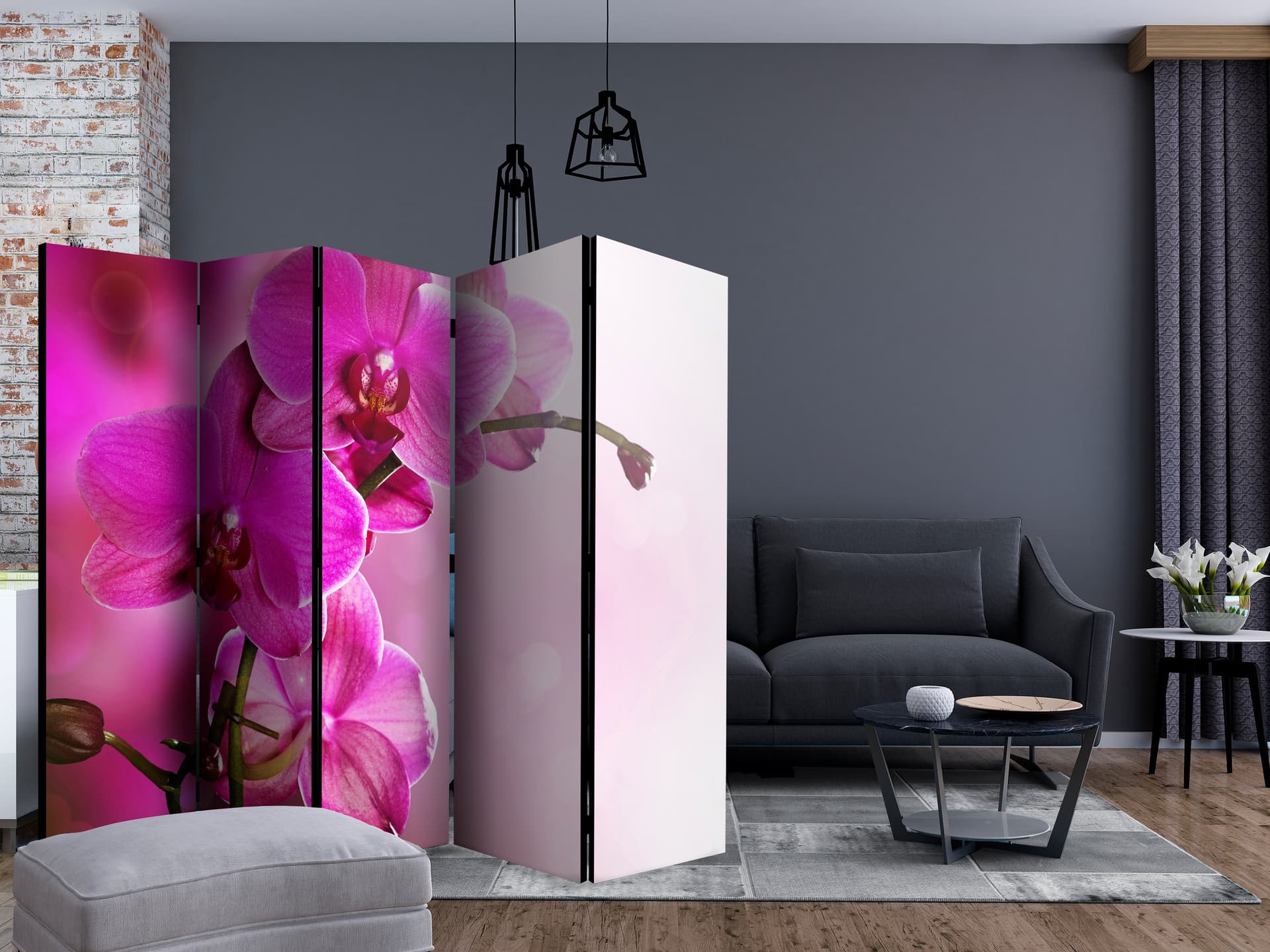 

Parawan 5-częściowy - Różowa orchidea II [Room Dividers] (rozmiar 225x172)