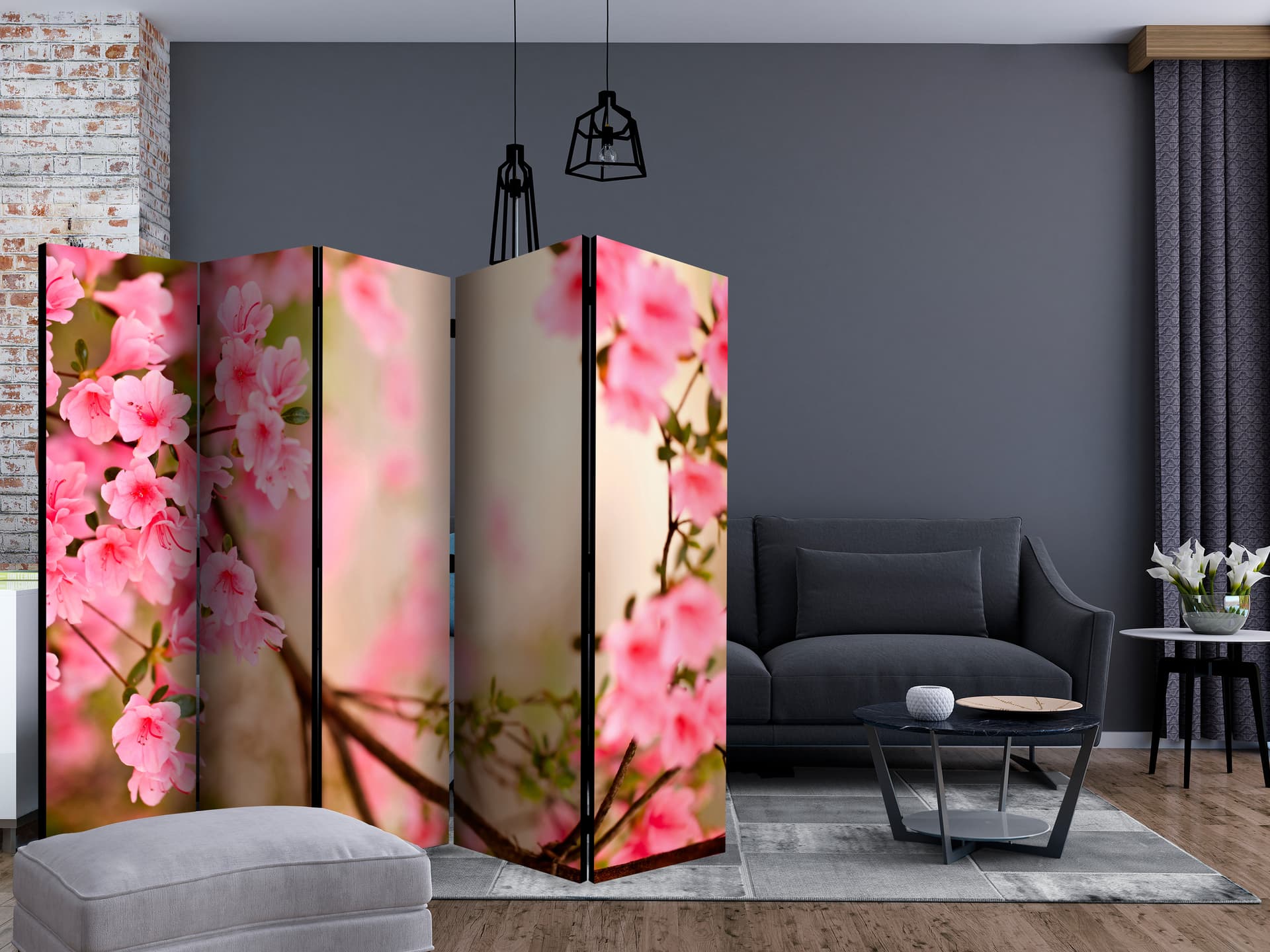 

Parawan 5-częściowy - Pink azalea II [Room Dividers] (rozmiar 225x172)