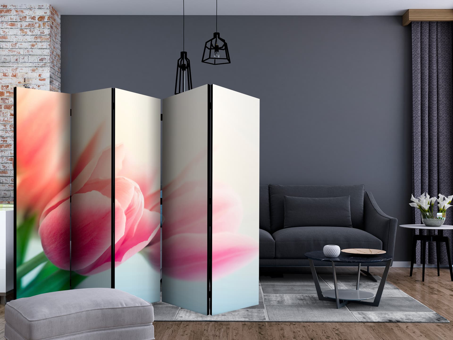 

Parawan 5-częściowy - Wiosna i tulipany II [Room Dividers] (rozmiar 225x172)