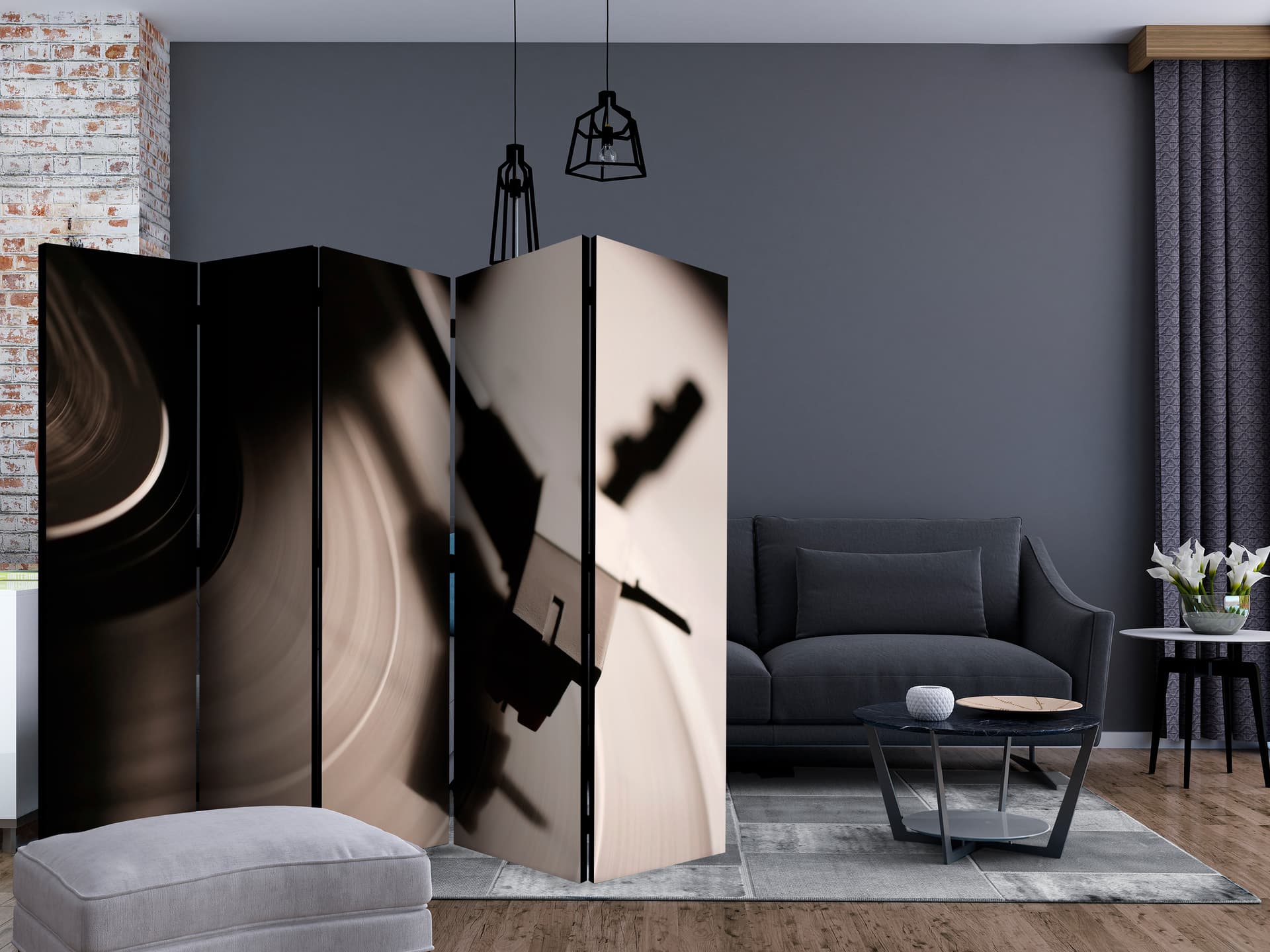 

Parawan 5-częściowy - Gramofon i płyta winylowa II [Room Dividers] (rozmiar 225x172)