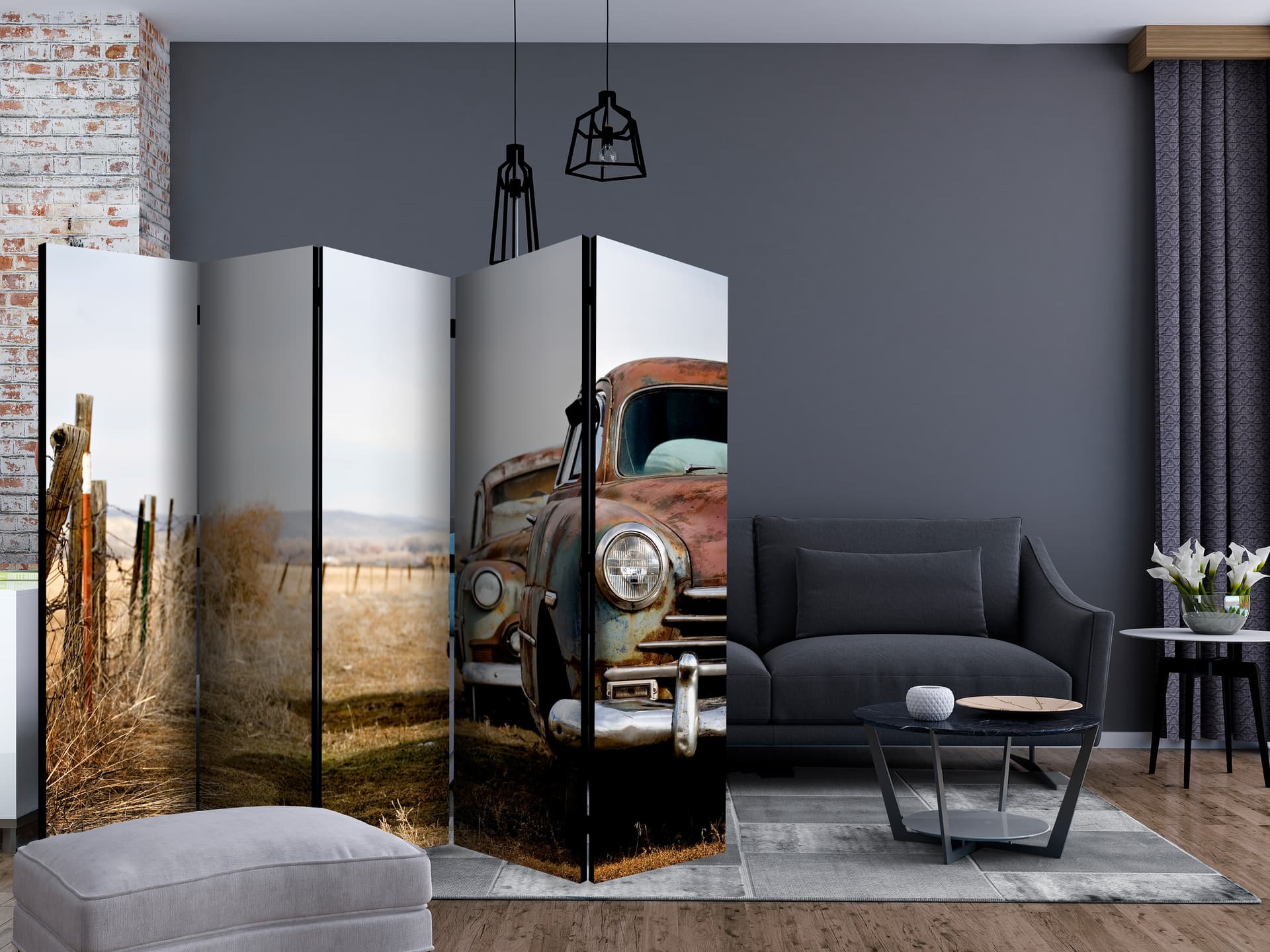 

Parawan 5-częściowy - Dwa stare amerykańskie wozy II [Room Dividers] (rozmiar 225x172)