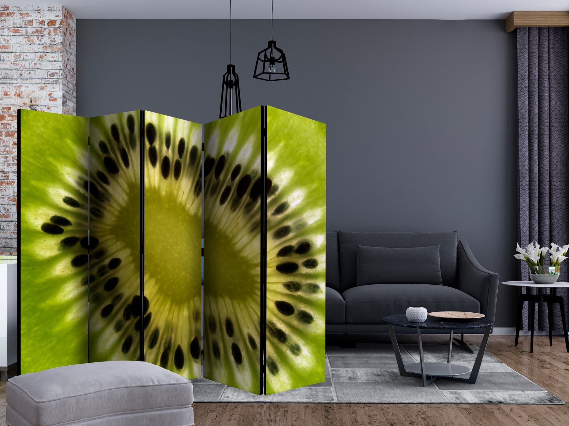 

Parawan 5-częściowy - owoce: kiwi II [Room Dividers] (rozmiar 225x172)