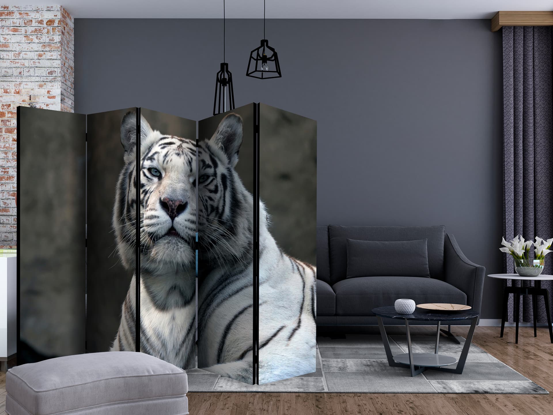 

Parawan 5-częściowy - Tygrys bengalski w zoo II [Room Dividers] (rozmiar 225x172)