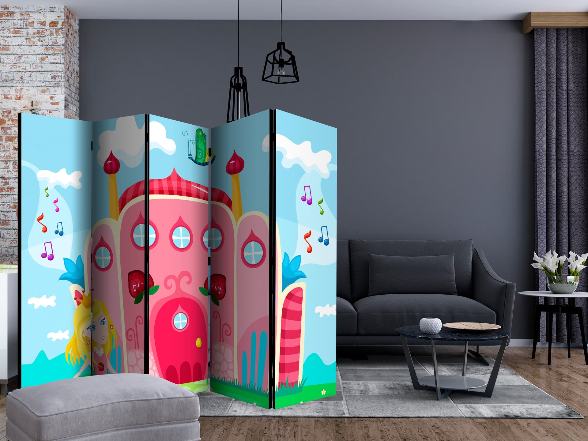 

Parawan 5-częściowy - Zamek II [Room Dividers] (rozmiar 225x172)