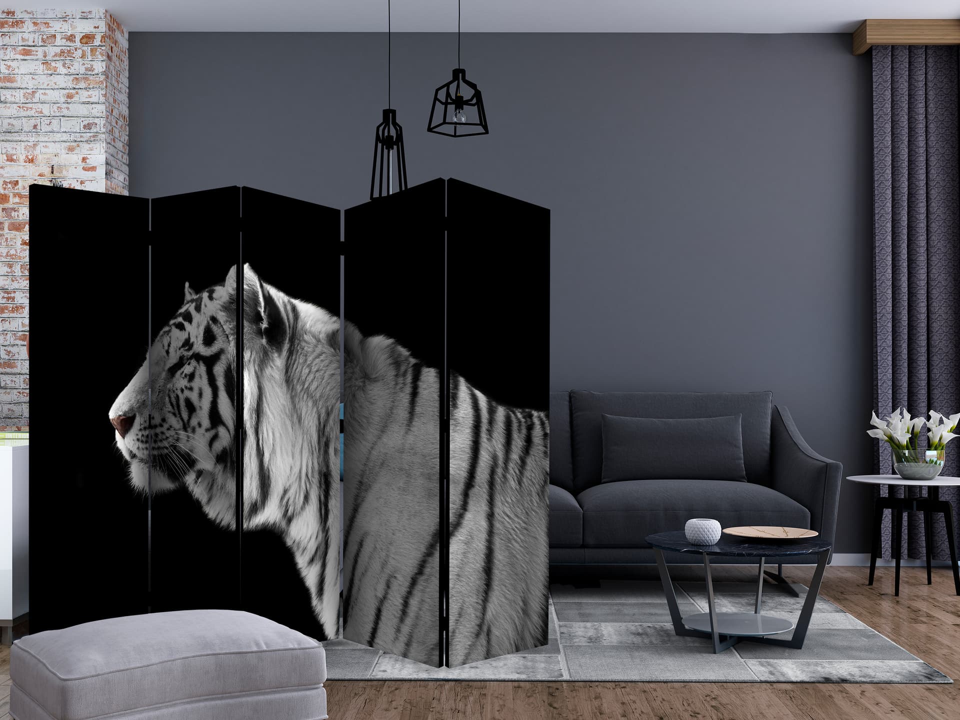

Parawan 5-częściowy - Biały tygrys II [Room Dividers] (rozmiar 225x172)