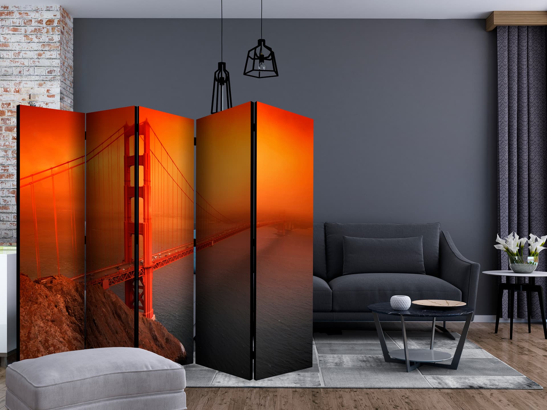 

Parawan 5-częściowy - Most Golden Gate II [Room Dividers] (rozmiar 225x172)