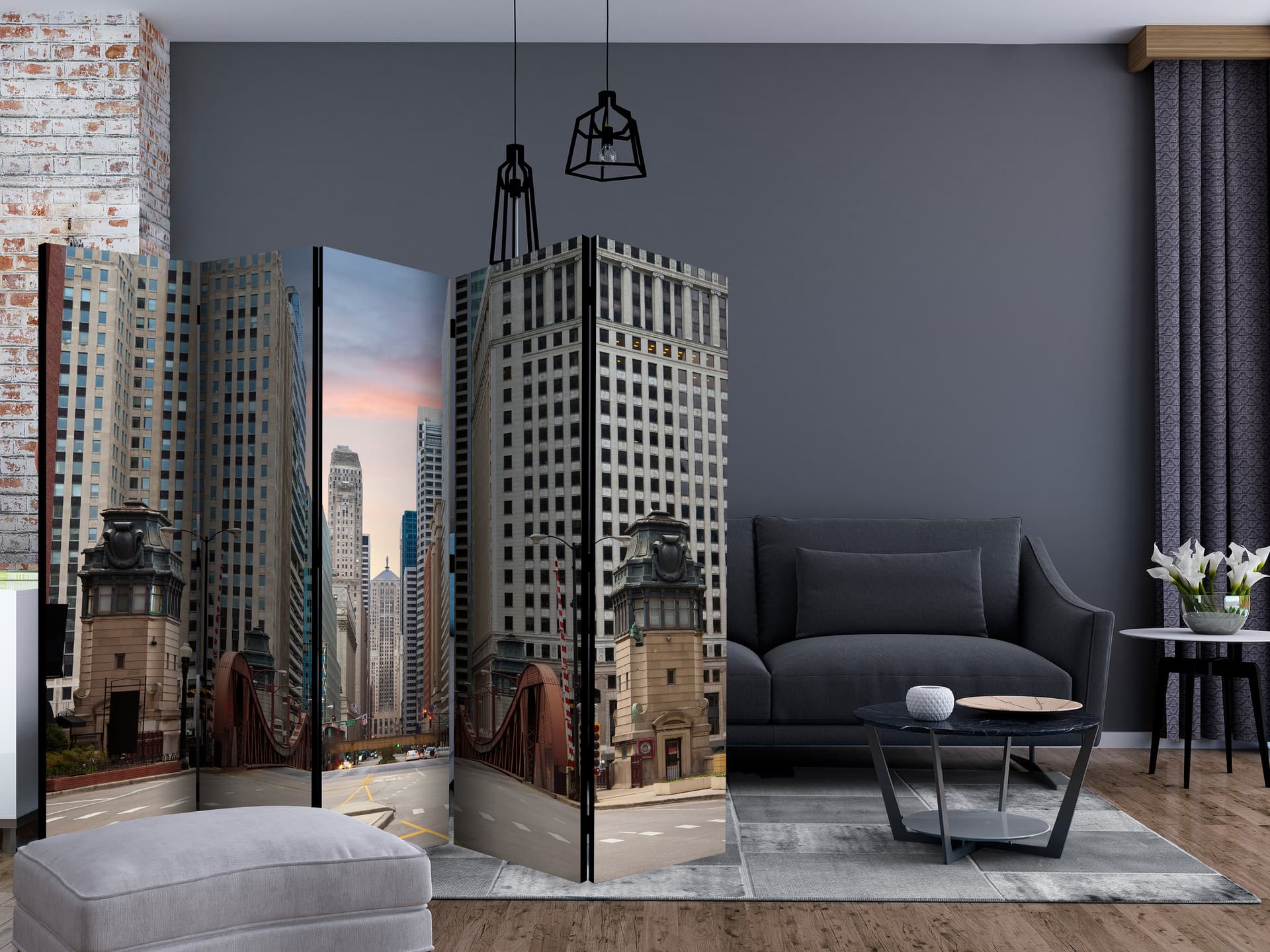 

Parawan 5-częściowy - Chicago street II [Room Dividers] (rozmiar 225x172)
