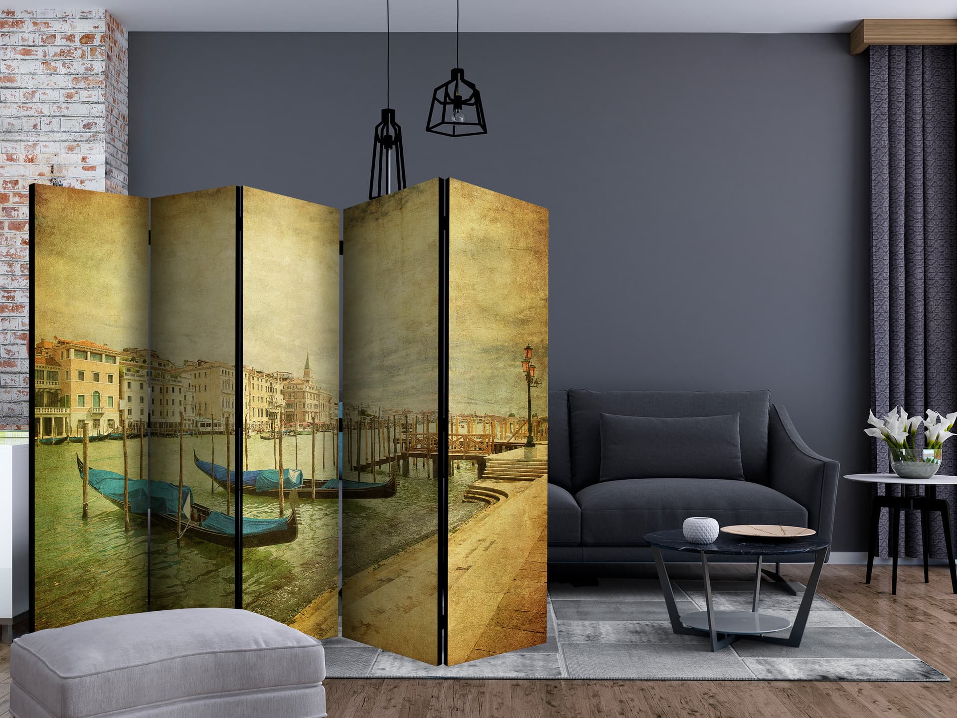 

Parawan 5-częściowy - Grand Canal, Venice (Vintage) II [Room Dividers] (rozmiar 225x172)