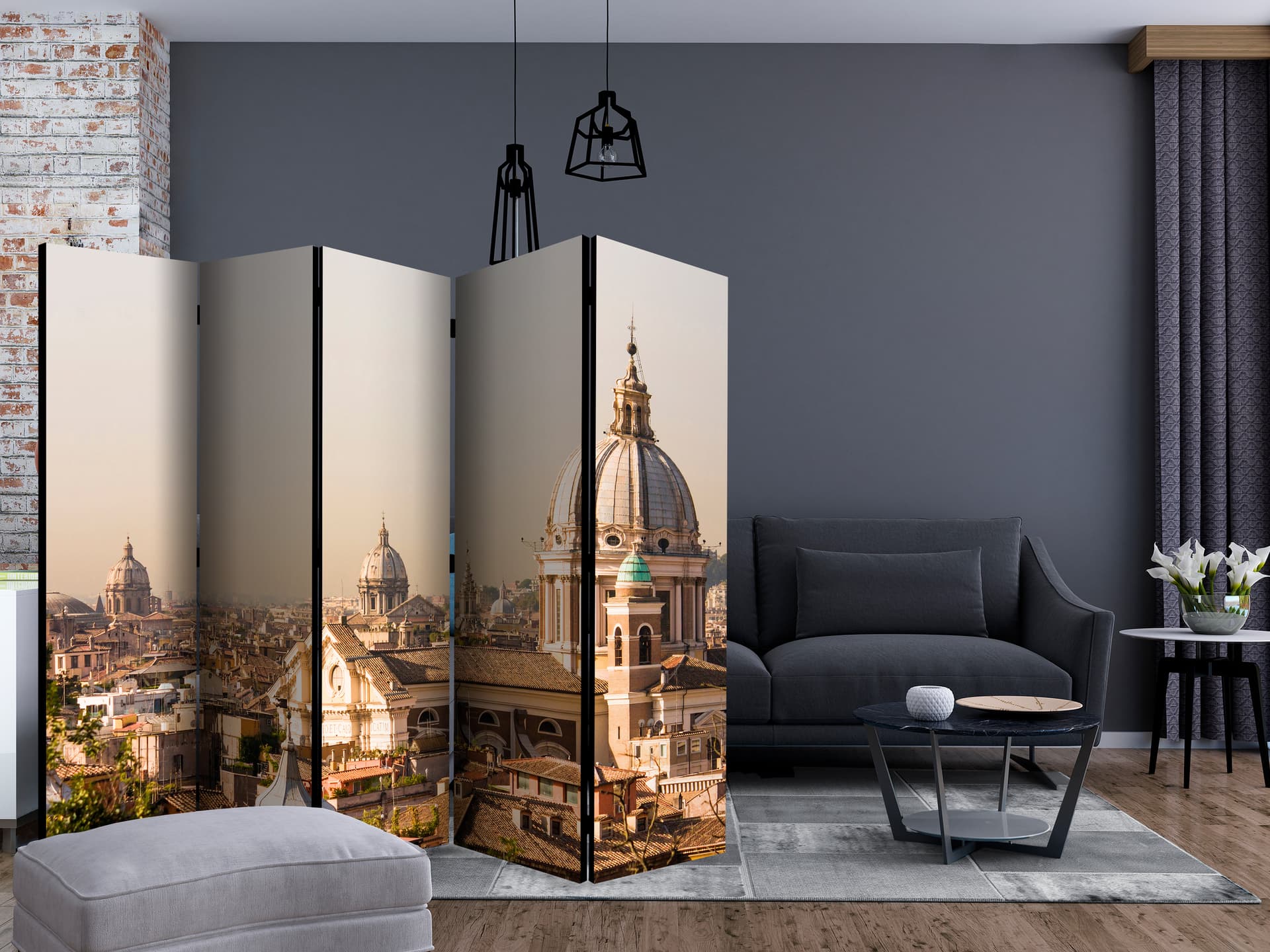 

Parawan 5-częściowy - Rzym - widok z lotu ptaka II [Room Dividers] (rozmiar 225x172)