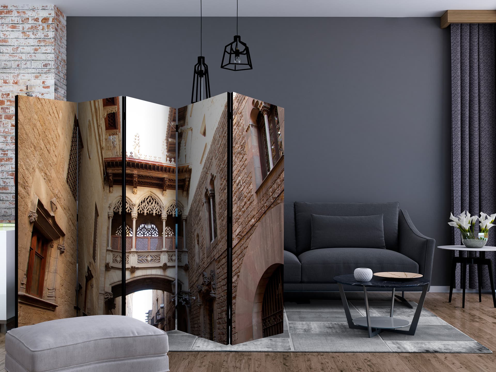 

Parawan 5-częściowy - Barcelona Palau generalitat in gothic Barrio II [Room Dividers] (rozmiar 225x172)