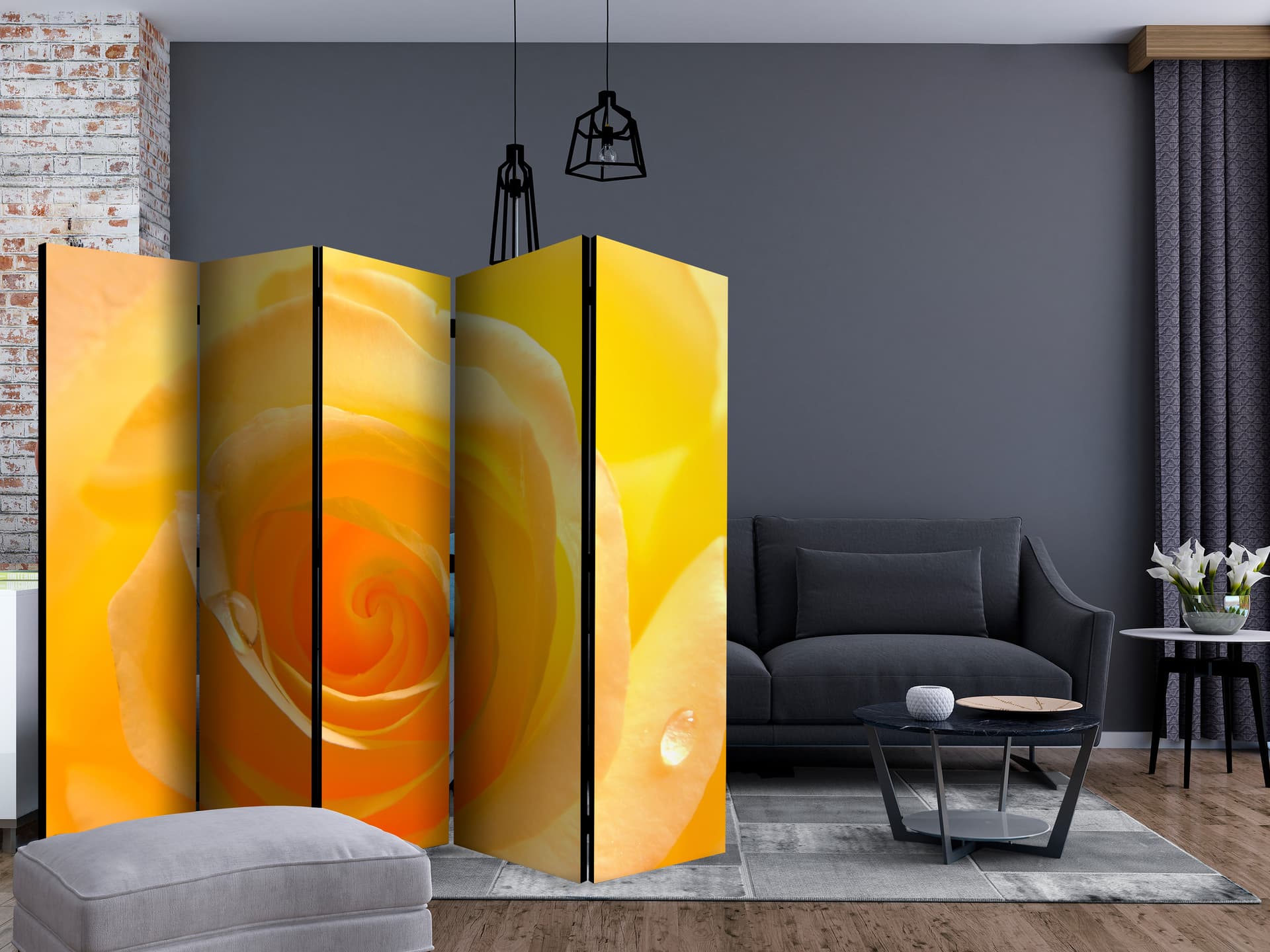 

Parawan 5-częściowy - Żółta róża II [Room Dividers] (rozmiar 225x172)