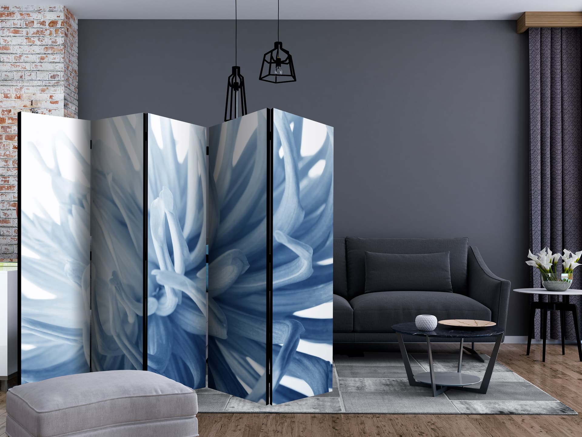 

Parawan 5-częściowy - Kwiat - niebieska dalia II [Room Dividers] (rozmiar 225x172)