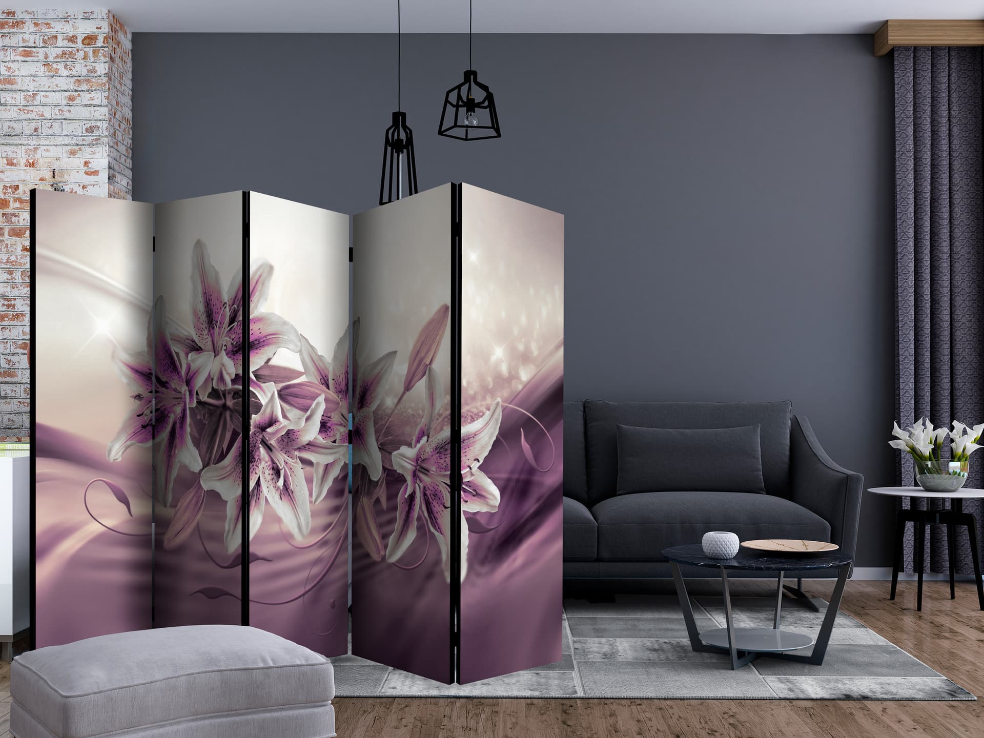 

Parawan 5-częściowy - Fioletowa dyskrecja II [Room Dividers] (rozmiar 225x172)