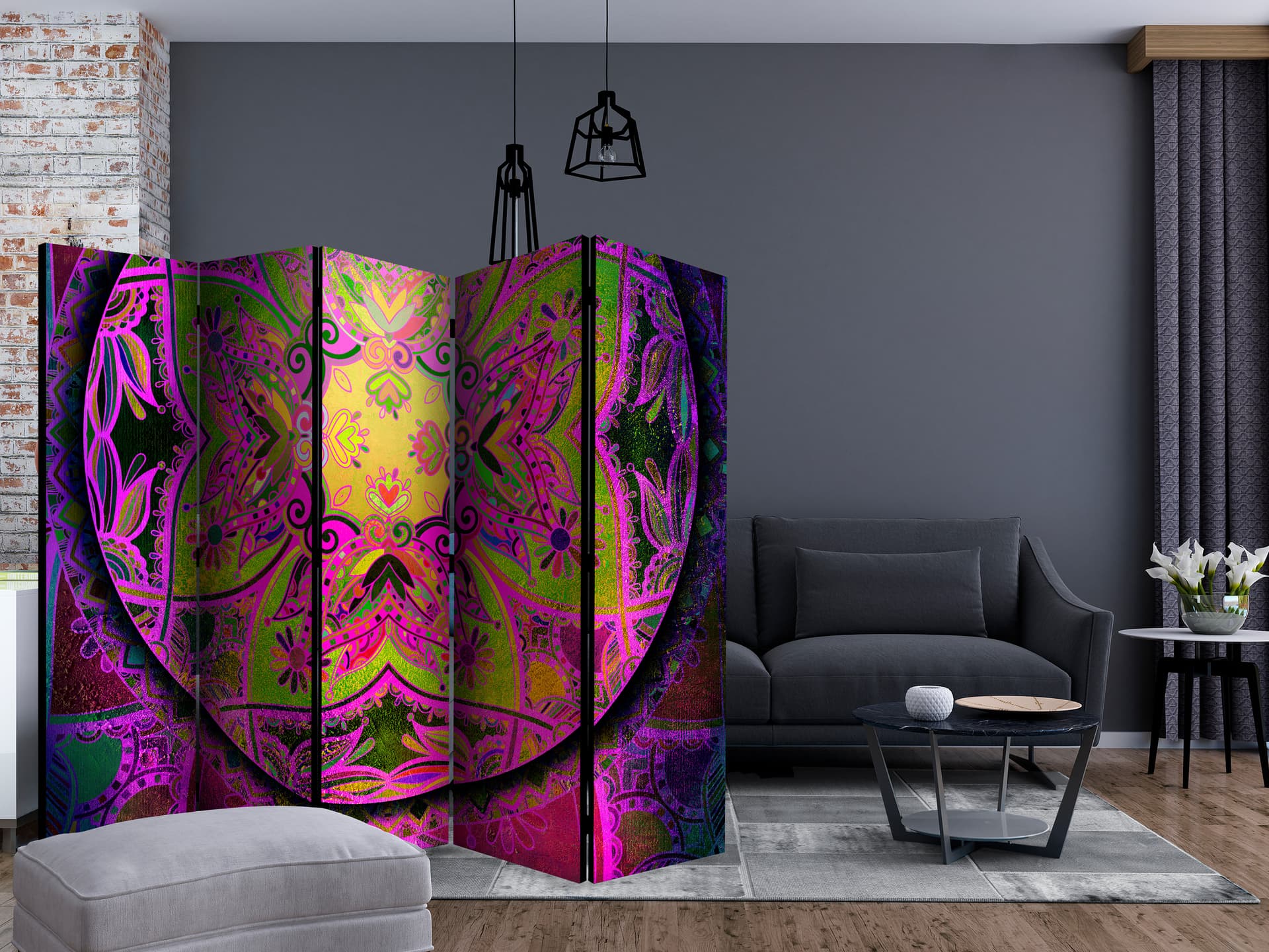 

Parawan 5-częściowy - Mandala: Różowa ekspresja II [Room Dividers] (rozmiar 225x172)