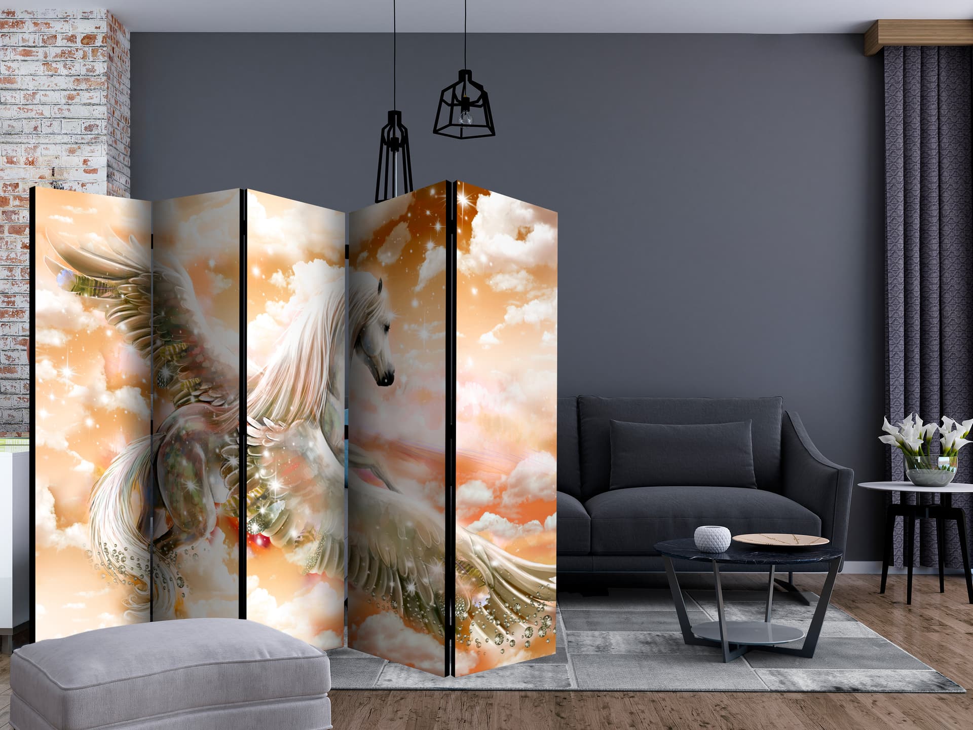 

Parawan 5-częściowy - Pegaz (pomarańczowy) II [Room Dividers] (rozmiar 225x172)