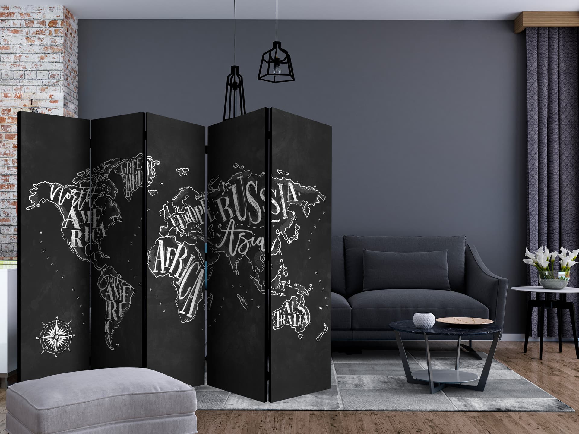 

Parawan 5-częściowy - Retro kontynenty (czarny) II [Room Dividers] (rozmiar 225x172)