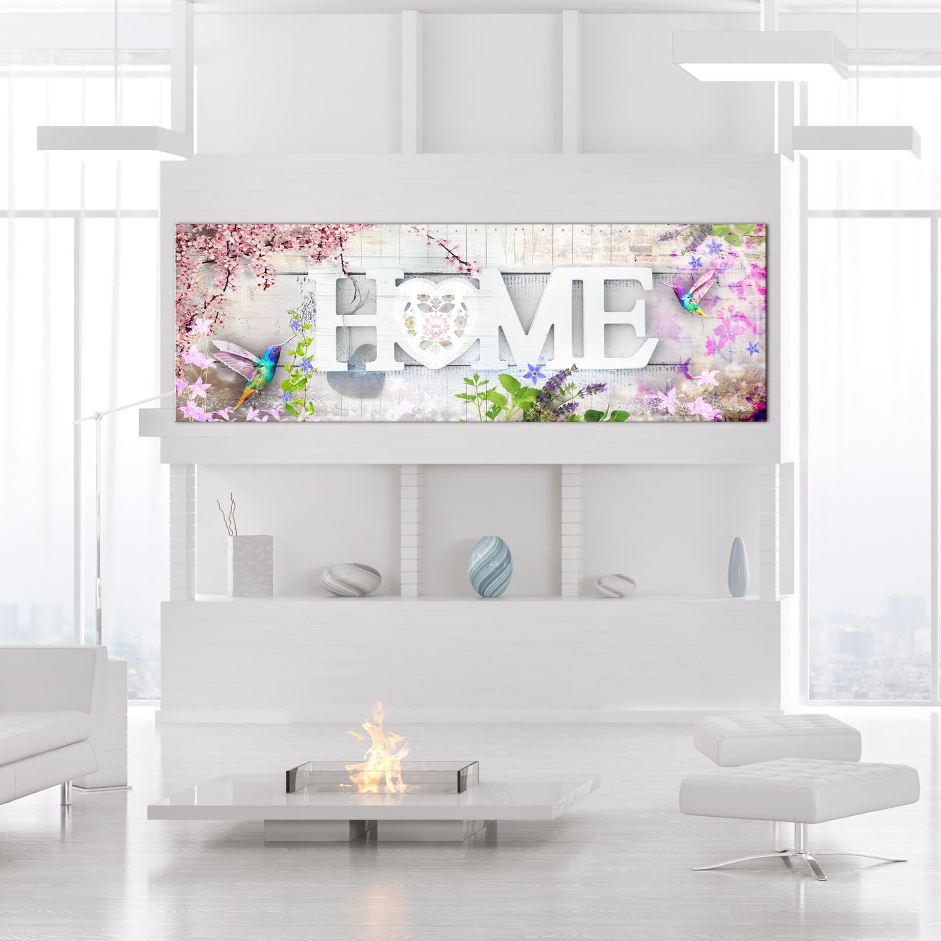 

Obraz - Home i kolibry (1-częściowy) różowy wąski (rozmiar 120x40)