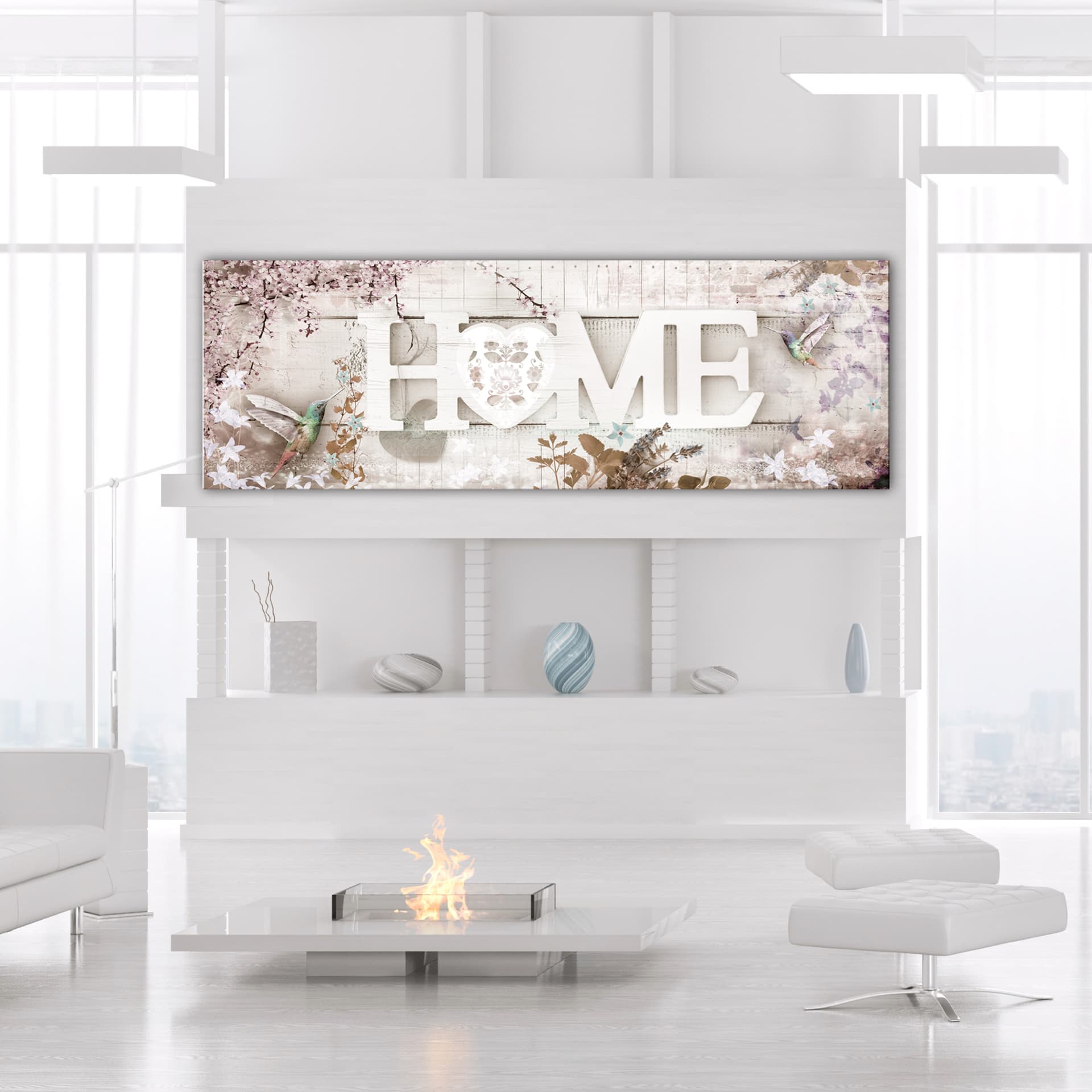 

Obraz - Home i kolibry (1-częściowy) beżowy wąski (rozmiar 150x50)
