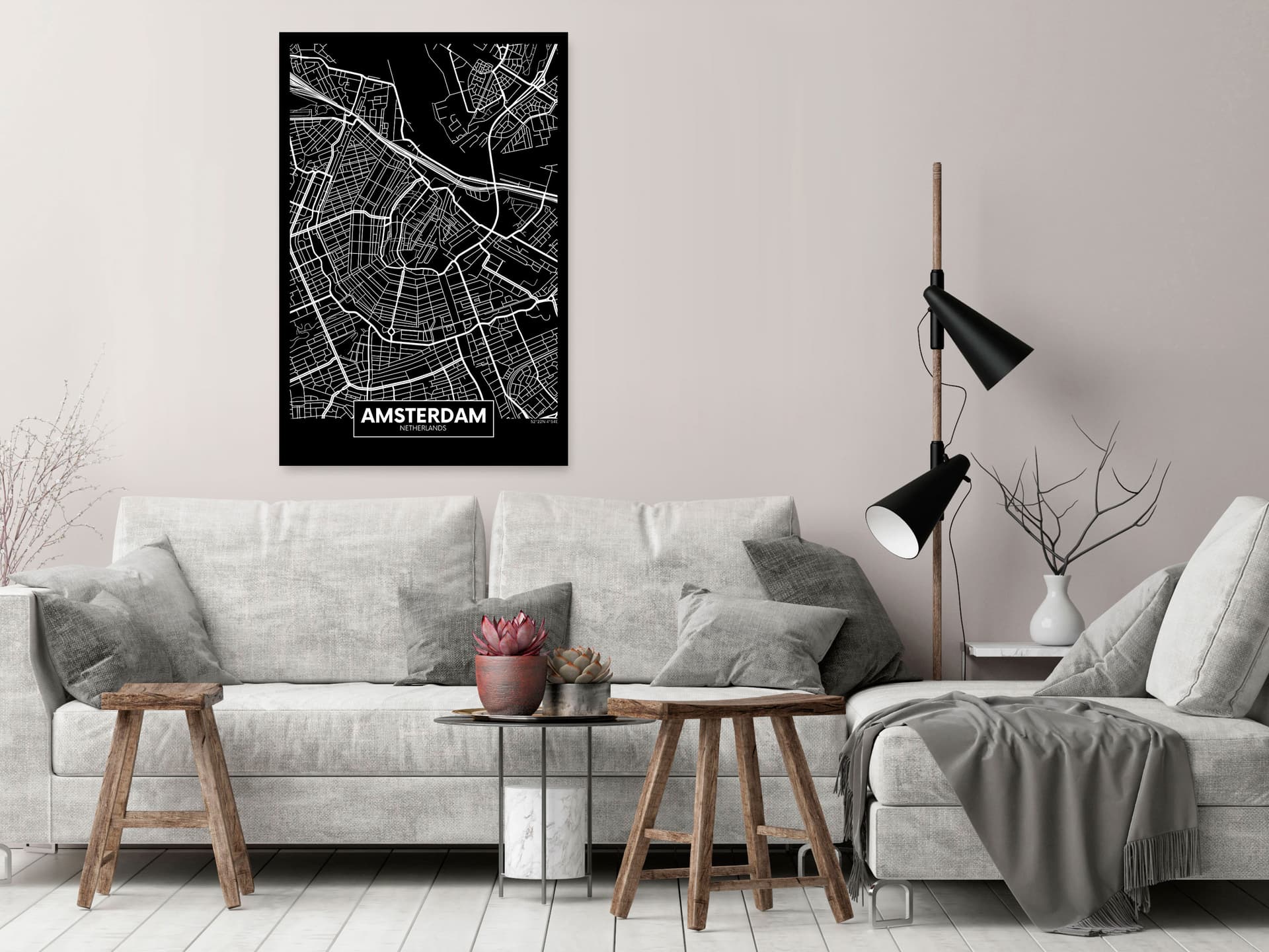 

Obraz - Ciemna mapa Amsterdamu (1-częściowy) pionowy (rozmiar 40x60)