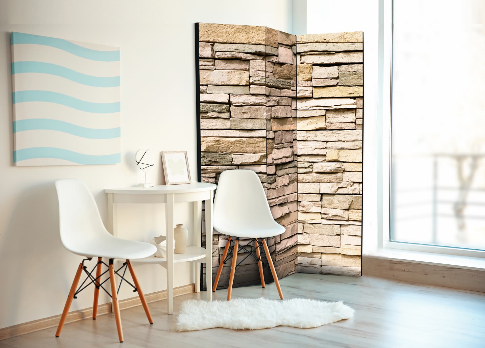 

Parawan 3-częściowy - Kamień ozdobny [Room Dividers] (rozmiar 135x172)